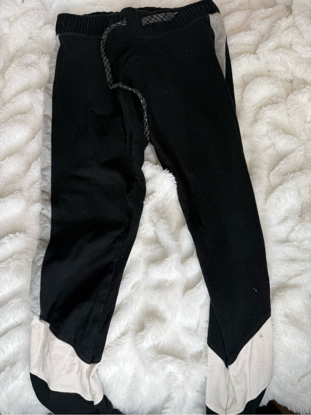 PINK leggings with Gray Side Stripe and Cream Cuffs